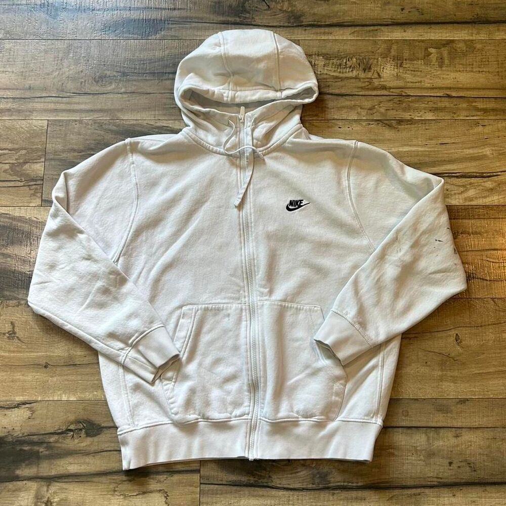 Nike Men's White and Cream Hoodie